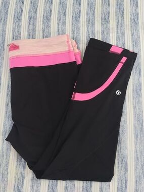 Lululemon Black Leggings with Pink Accents